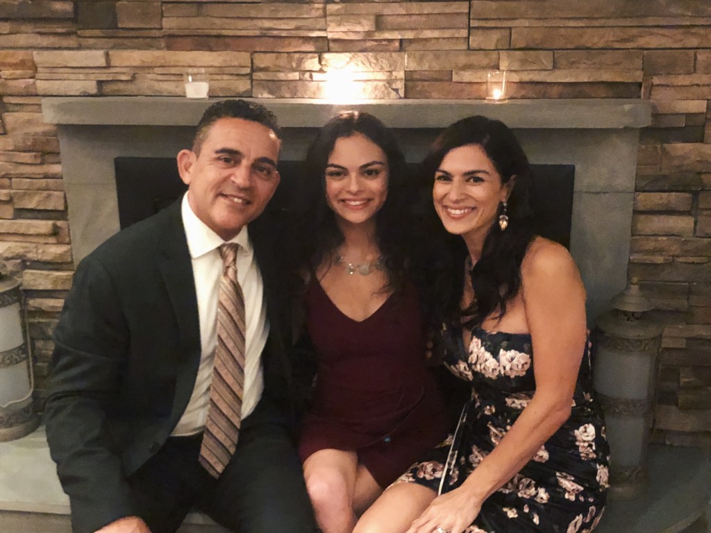 My parents and I in formal wear.