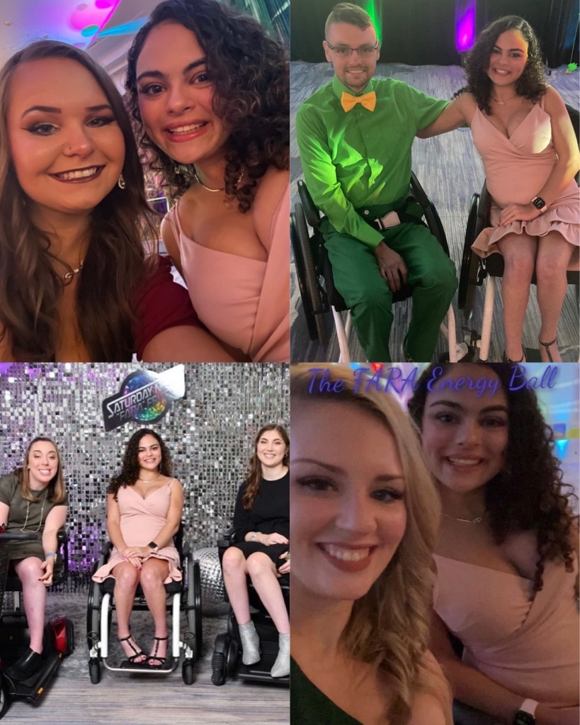 My friends and I attending the FARA Energy Ball in Tampa, wearing dresses and suits.